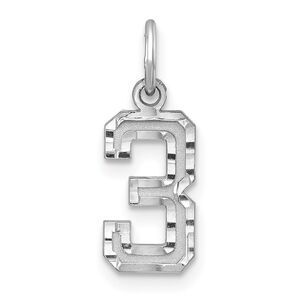 Sterling Silver, Varsity Collection, Small D/C Pendant, Number 3